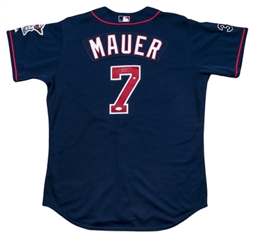 2006 Joe Mauer Game Used & Signed Minnesota Twins Navy Alternate Jersey (Twins LOA, MLB Authenticated & JSA) 